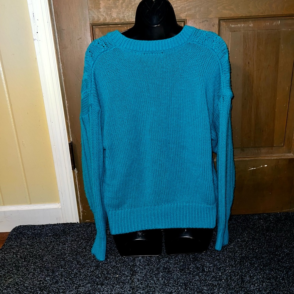 ⭐️Vintage Patsys Place Blue Green Acrylic Long Sleeve Button Up Cardigan Size L - Picture 5 of 10